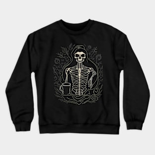 Skeleton funny coffee halloween pumpkin Crewneck Sweatshirt